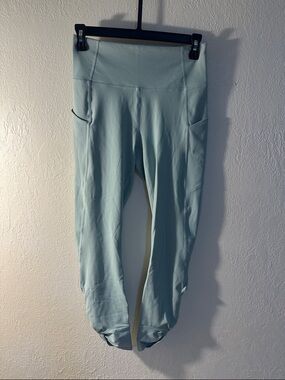 Fabletics Light Blue Cropped Leggings with Side Pockets